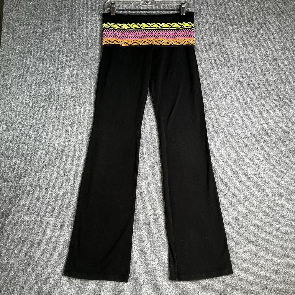 Victoria Secret PINK YOGA Flare Leggings Women M Long Foldover Vibrant Sequins